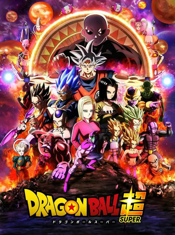 Pertarungan sengit dalam Tournament of Power Gambar dari Tournament of Power di Dragon Ball Super