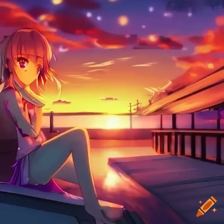Menikmati Anime Bersama Karakter anime sedang menonton anime